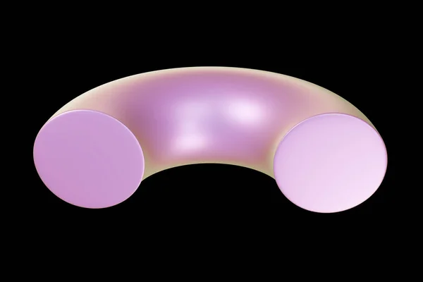 Holographic Shape Pearl Colored Half Torus Geometric Shape Geometric Primitive — Stock Photo, Image