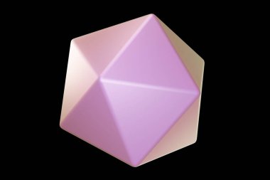 Holografik 3D şekil. İnci renkli ikosahedron. Geometrik şekil. Geometrik ilkel. 3d oluşturma.