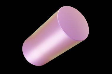 Holografik 3D şekil. İnci renkli silindir. Geometrik şekil. Geometrik ilkel. 3d oluşturma.