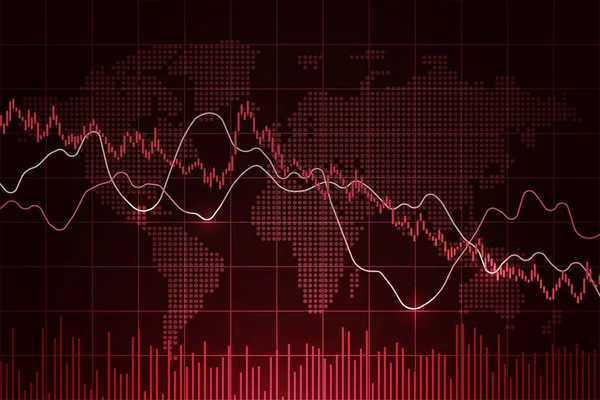 World Stock Market Index Fall Financial Crisis Candlestick Chart Line — Stock Vector
