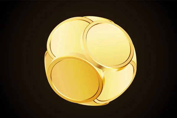 黄金のコイン球やボールの形 カジノのジャックポットまたはウィンコンセプト 黒の背景に金のコイン ゲーム ギャンブルの財産 ジャックポットイラストに適用されます ベクターイラスト — ストックベクタ