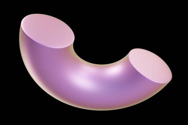 Holografik 3D şekil. İnci renkli yarım torus. Geometrik şekil. Geometrik ilkel. 3d oluşturma.