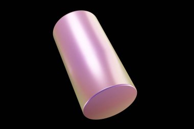 Holografik 3D şekil. İnci renkli silindir. Geometrik şekil. Geometrik ilkel. 3d oluşturma.