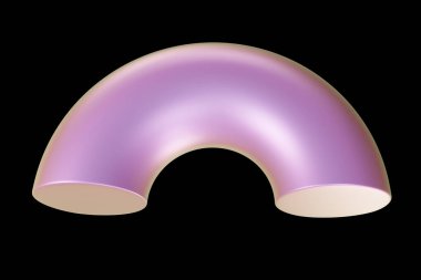 Holografik 3D şekil. İnci renkli yarım torus. Geometrik şekil. Geometrik ilkel. 3d oluşturma.