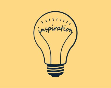 Ampuller. Lambanın ya da ampulün içinde parlayan bir ilham gibi. Lambanın etrafına ışınlar. Rüya konsepti. Ampul sembolü. Vektör illüstrasyonu