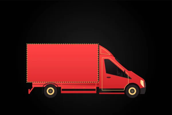 Біла Вантажівка Вантажних Перевезень Чорному Тлі Транспорт Служба Доставки Вантажівка — стоковий вектор