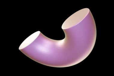 Holografik 3D şekil. İnci renkli yarım torus. Geometrik şekil. Geometrik ilkel. 3d oluşturma.