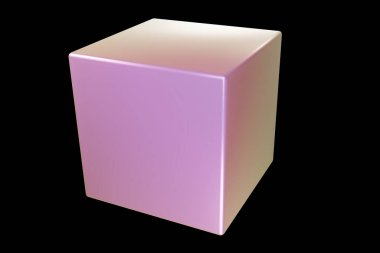 Holografik 3D şekil. İnci rengi küp. Geometrik şekil. Geometrik ilkel. 3d oluşturma.