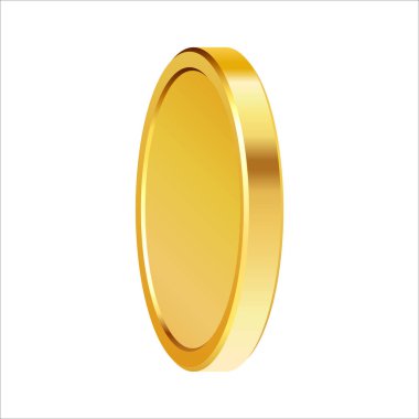 Döner altın sikke. Altın para. Kumar oyunlarına, piyangoya, bankaya ya da finansal resimlere başvurulabilir. Video oyunu ödülleri, kurdeleler için kullanılabilir. Vektör illüstrasyonu.