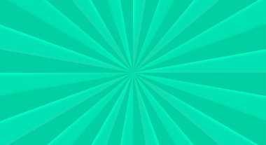 Merkezinde ışın ya da çizgiler olan geçmişe dönük bir arkaplan. Güneş patlaması ya da güneş patlaması. Yıldız patlaması soyut arkaplan. Yeşil renk. Vektör illüstrasyonu