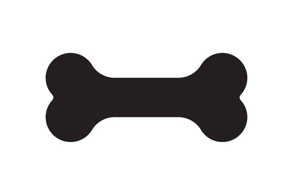 Кость для домашней собаки. Значок силуэта кости. Символ собачьей еды. Векторная иллюстрация