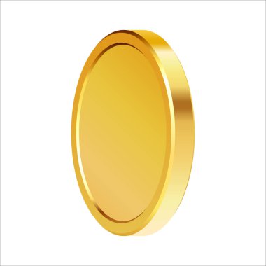 Döner altın sikke. Altın para. Kumar oyunlarına, piyangoya, bankaya ya da finansal resimlere başvurulabilir. Video oyunu ödülleri, kurdeleler için kullanılabilir. Vektör illüstrasyonu.