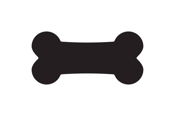 Кость для домашней собаки. Значок силуэта кости. Символ собачьей еды. Векторная иллюстрация