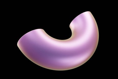 Holografik 3D şekil. İnci renkli yarım torus. Geometrik şekil. Geometrik ilkel. 3d oluşturma.