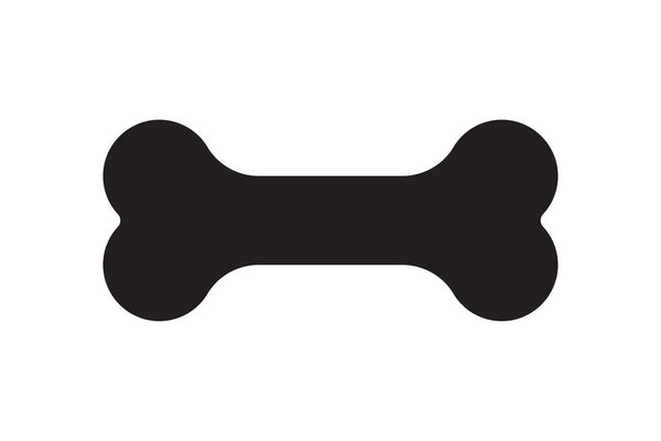 Кость для домашней собаки. Значок силуэта кости. Символ собачьей еды. Векторная иллюстрация