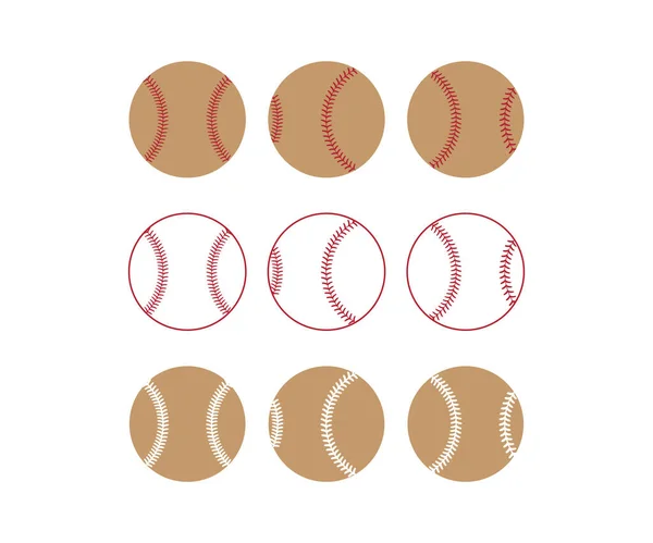 stock vector Set of softballs. Baseball balls. Outline and glyph softballs. Baseball equipment. Vector illustration