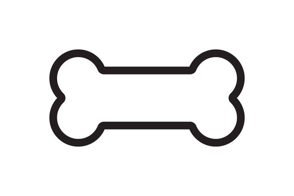Кость для домашней собаки. Иконка контура кости. Символ собачьей еды. Векторная иллюстрация