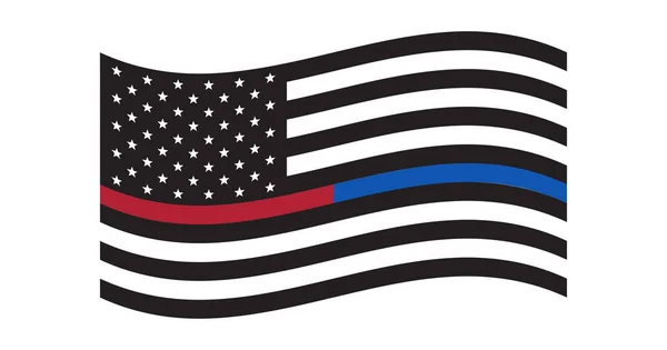 Черно Белый Флаг Сша Красной Синей Линией Флаг Полиции Пожарных — стоковый вектор