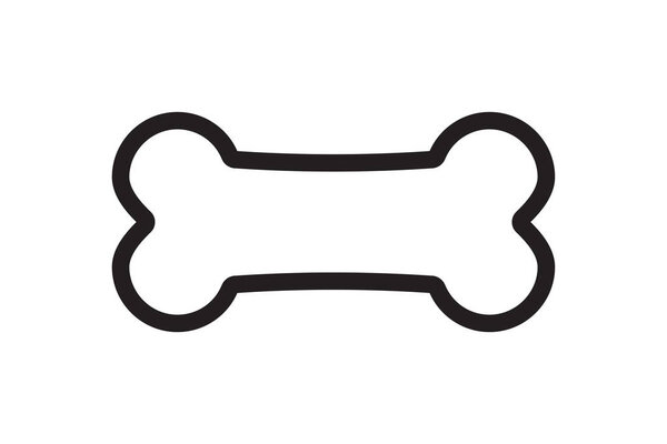 Кость для домашней собаки. Иконка контура кости. Символ собачьей еды. Векторная иллюстрация