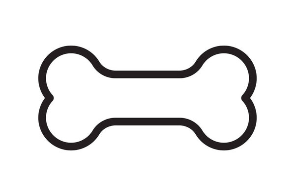 Кость для домашней собаки. Иконка контура кости. Символ собачьей еды. Векторная иллюстрация