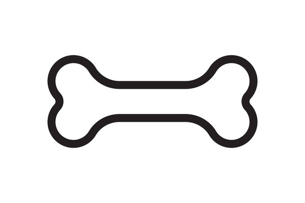 Кость для домашней собаки. Иконка контура кости. Символ собачьей еды. Векторная иллюстрация