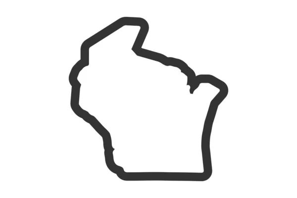 Карта Штата Висконсин Карта Штата Сша Символ Контура Висконсина Векторная — стоковый вектор