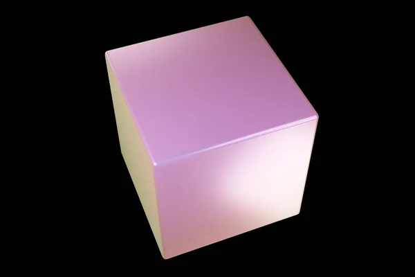 Голографічна Форма Кубик Перлового Кольору Геометрична Форма Геометричний Примітив Візуалізація — стокове фото