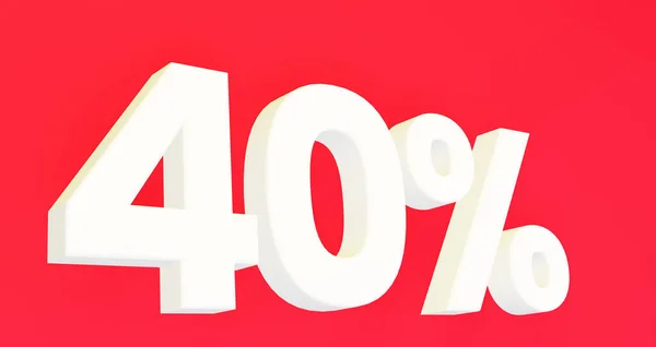 Prozent Rabatt Weiße Zahlen Auf Rotem Isolierten Hintergrund Darstellung — Stockfoto