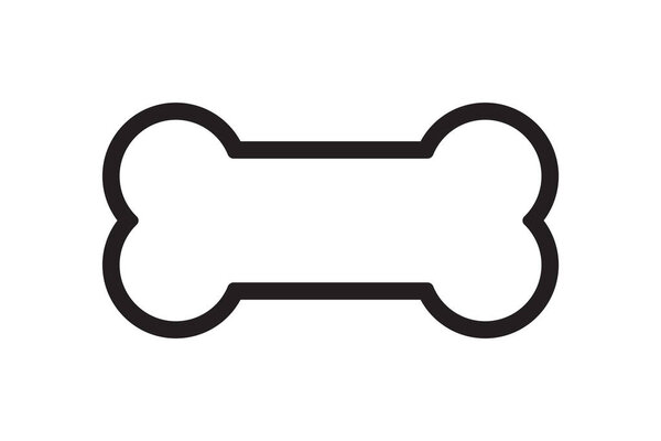 Кость для домашней собаки. Иконка контура кости. Символ собачьей еды. Векторная иллюстрация