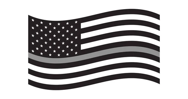 Černá Bílá Americká Vlajka Žlutou Zlatou Čárou Americká Vlajka Dispečerů — Stockový vektor