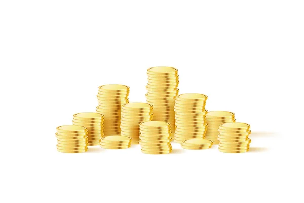 Стек Золотих Монет Реальні Золоті Гроші Складені Монети Застосовується Азартних — стоковий вектор