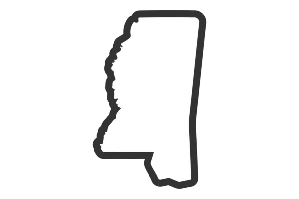 Carte État Mississippi Carte État Américain Symbole Contour Mississippi Illustration — Image vectorielle