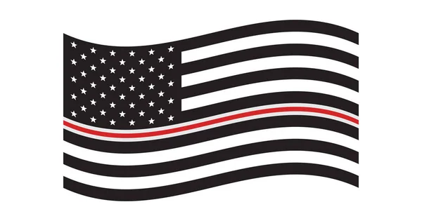 Bandera Estados Unidos Blanco Negro Con Delgada Línea Roja Enfermeras — Vector de stock