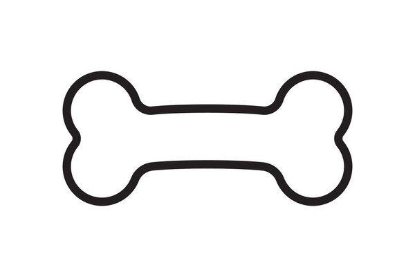 Кость для домашней собаки. Иконка контура кости. Символ собачьей еды. Векторная иллюстрация