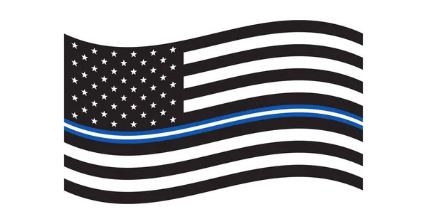 Bandera Estados Unidos Blanco Negro Con Línea Azul Bandera Los — Vector de stock