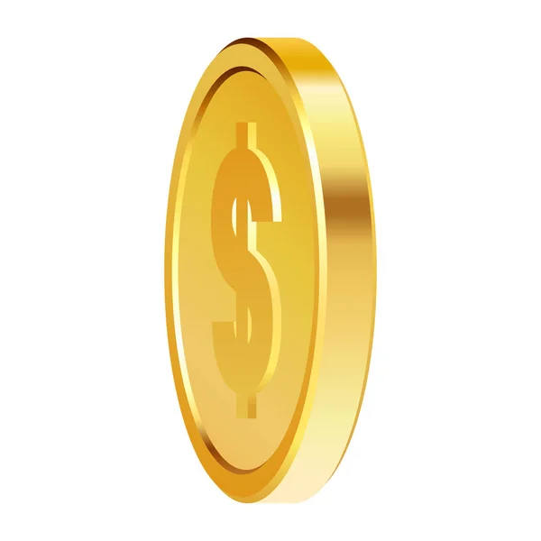 Moedas Ouro Rotativas Com Sinal Moeda Dólar Moedas Dólar Dinheiro — Vetor de Stock