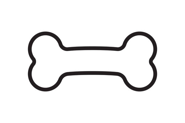 Кость для домашней собаки. Иконка контура кости. Символ собачьей еды. Векторная иллюстрация