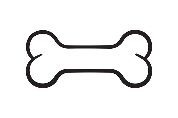Кость для домашней собаки. Иконка контура кости. Символ собачьей еды. Векторная иллюстрация