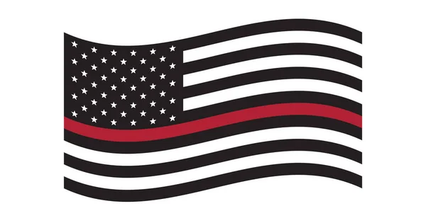 Bandera Estados Unidos Blanco Negro Con Línea Roja Bandera Bomberos — Vector de stock