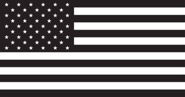 Amerikan bayrağı. Amerikan bayrağı. Siyah ve beyaz renkler. ABD Vatanseverlik sembolü. Vektör