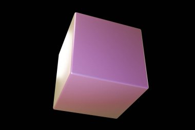 Holografik 3D şekil. İnci rengi küp. Geometrik şekil. Geometrik ilkel. 3d oluşturma.
