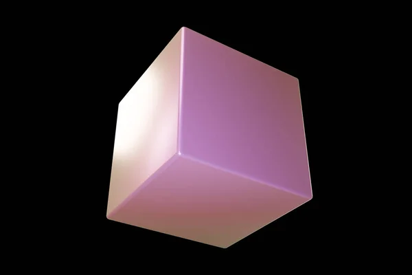Holografický Tvar Kostka Perlové Barvy Geometrický Tvar Geometrický Primitivní Vykreslování — Stock fotografie