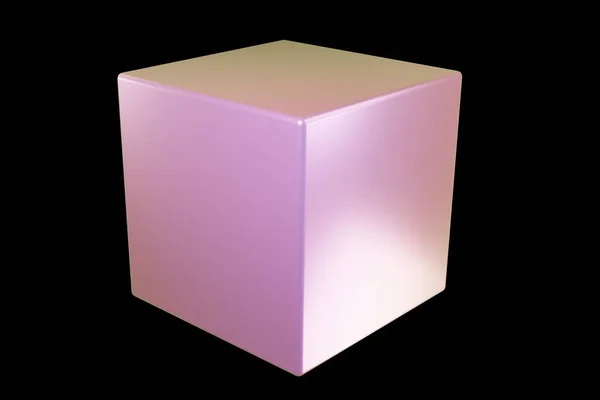 Forma Holográfica Cubo Cor Pérola Forma Geométrica Primitiva Geométrica Renderização — Fotografia de Stock