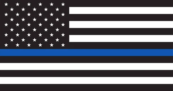 Fekete Fehér Amerikai Zászló Vékony Kék Vonallal Amerikai Rendőrzászló Hazafias — Stock Vector