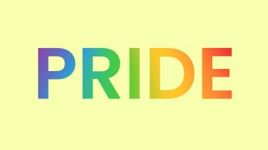Gökkuşağı renginde gurur verici bir kelime. Gurur verici bir kelime. Lgbt gurur ayı afişi. Vektör illüstrasyonu.