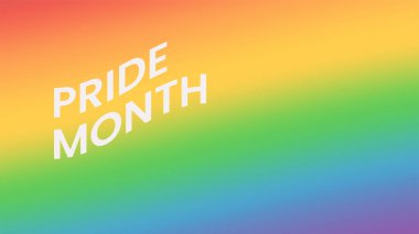 2023 LGBT onur ayı pankartı. Gökkuşağı gradyan arka planı. LGBT bayrak renkleri. Vektör illüstrasyonu