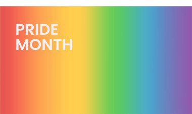 2023 LGBT onur ayı pankartı. Gökkuşağı gradyan arka planı. LGBT bayrak renkleri. Vektör illüstrasyonu