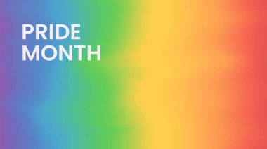 2023 LGBT onur ayı pankartı. Gökkuşağı gradyan arka planı. LGBT bayrak renkleri. Vektör illüstrasyonu