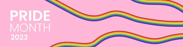 2023 Lgbt骄傲月横幅 Lgbt国旗的颜色 粉色背景 摘要彩虹条纹或曲线 矢量说明 — 图库矢量图片
