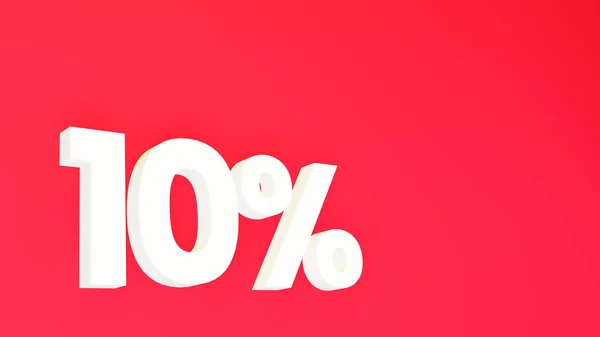 Відсотків Знижки Білі Числа Червоному Ізольованому Фоні Ілюстрація Рендеринга — стокове фото
